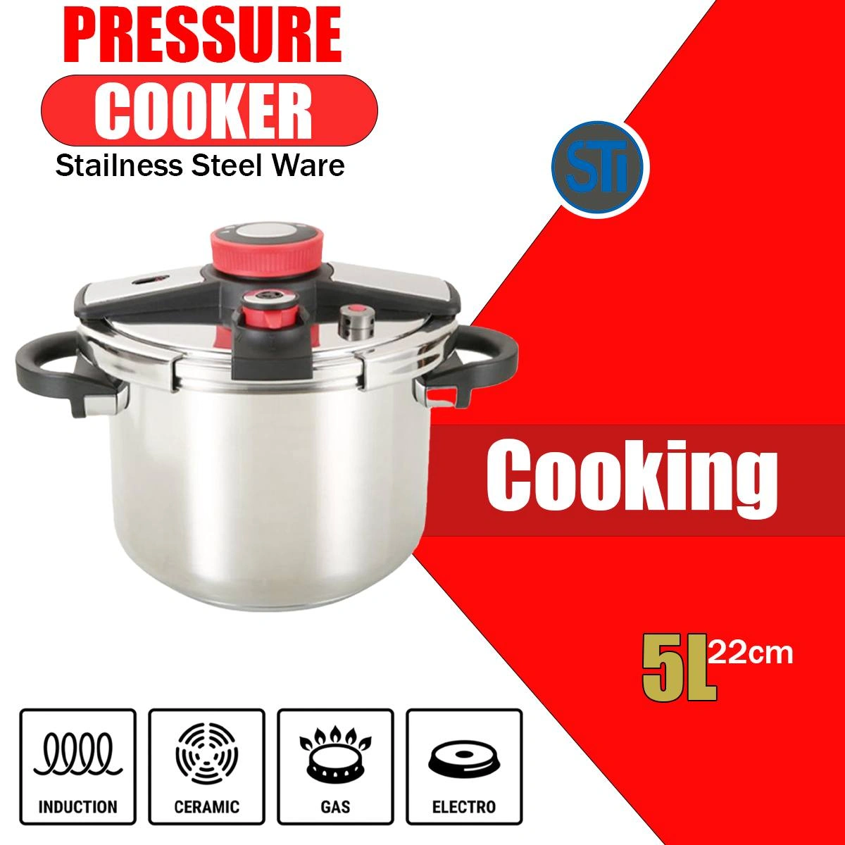 Pressure Cooker Rotary Knob Switch Pressure Cooker Stainless Steel Pressure Cooker China Factory Wholesale Price Pressure cooker 5L High Pressure Cooker