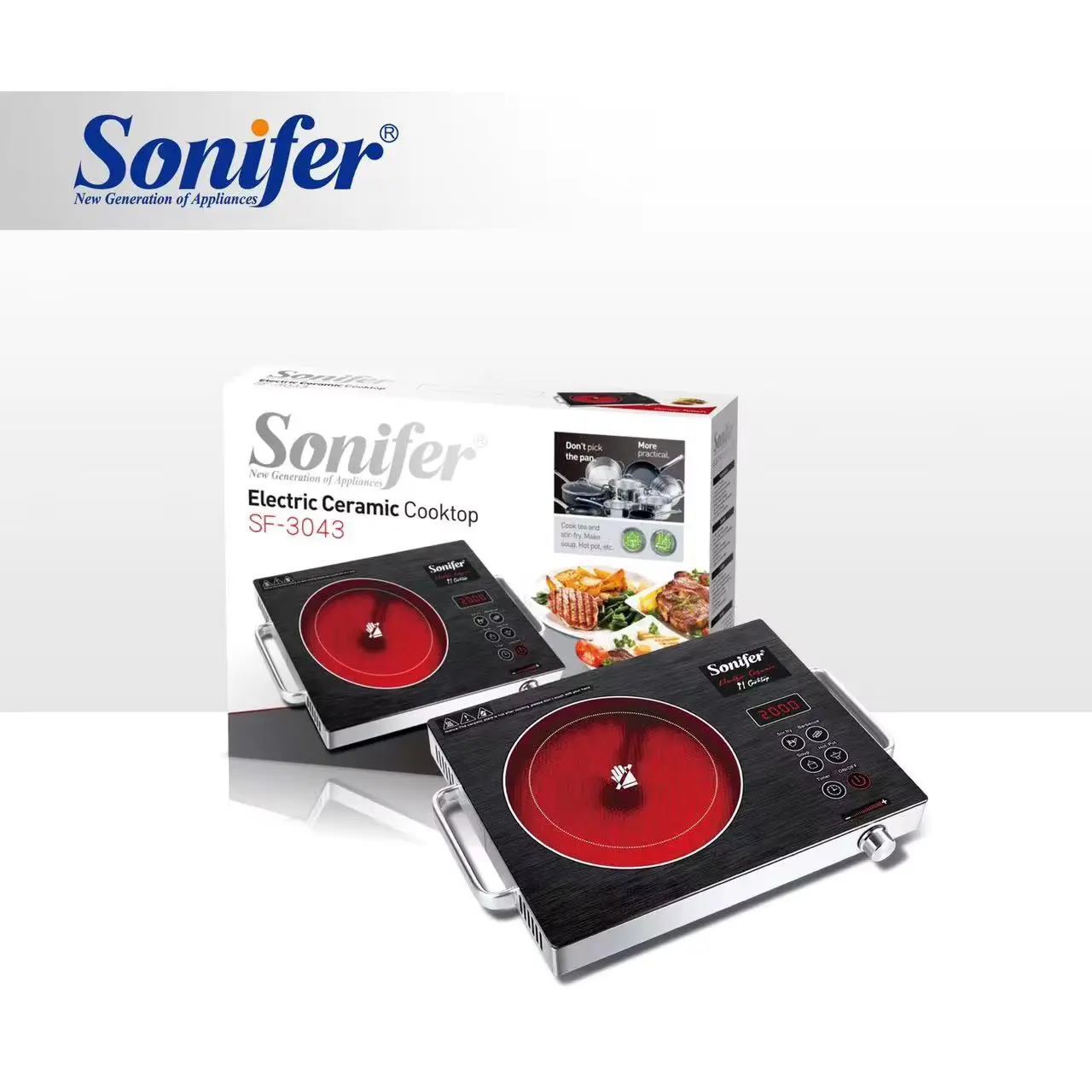 Sonifer SF-3043 Kitchen 2000W 220V Stainless Steel Touch Single burner Induction Ceramic Electric Cooktop
