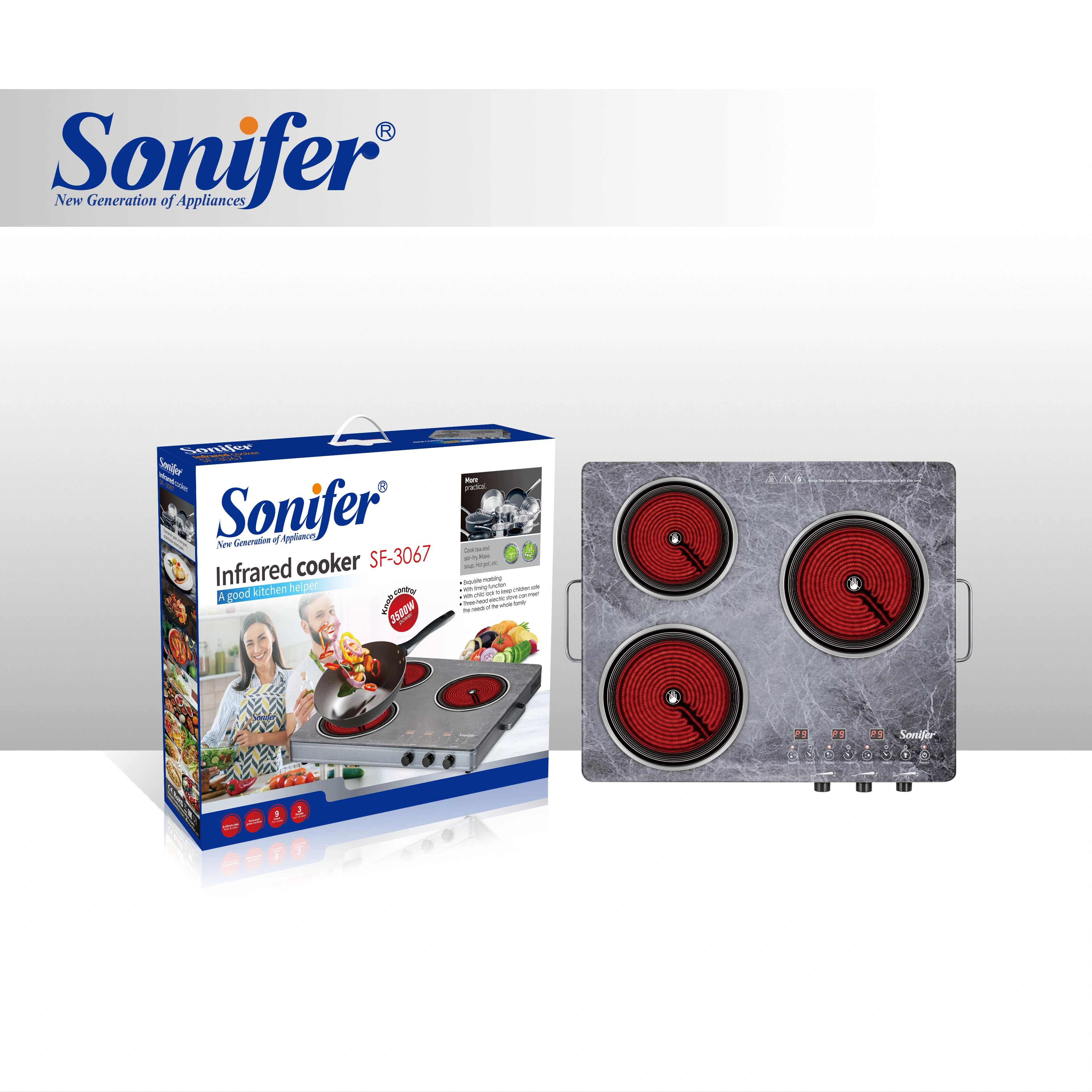 Sonifer SF-3067 Three Burners Infrared Cooker Three Heads Infrared Cooktop Three Hobs Radiant Cooker Stove