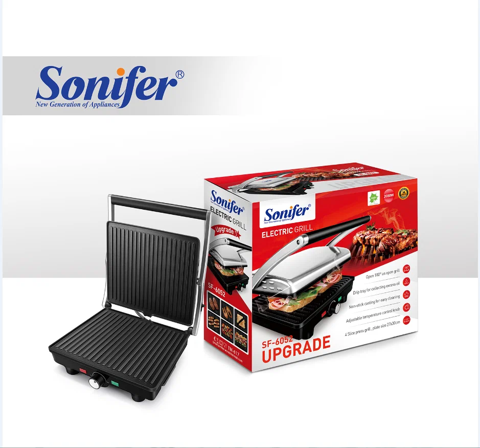 Sonifer SF-6052 Electric Grill, Non-Stick Coating, Overheat Protection