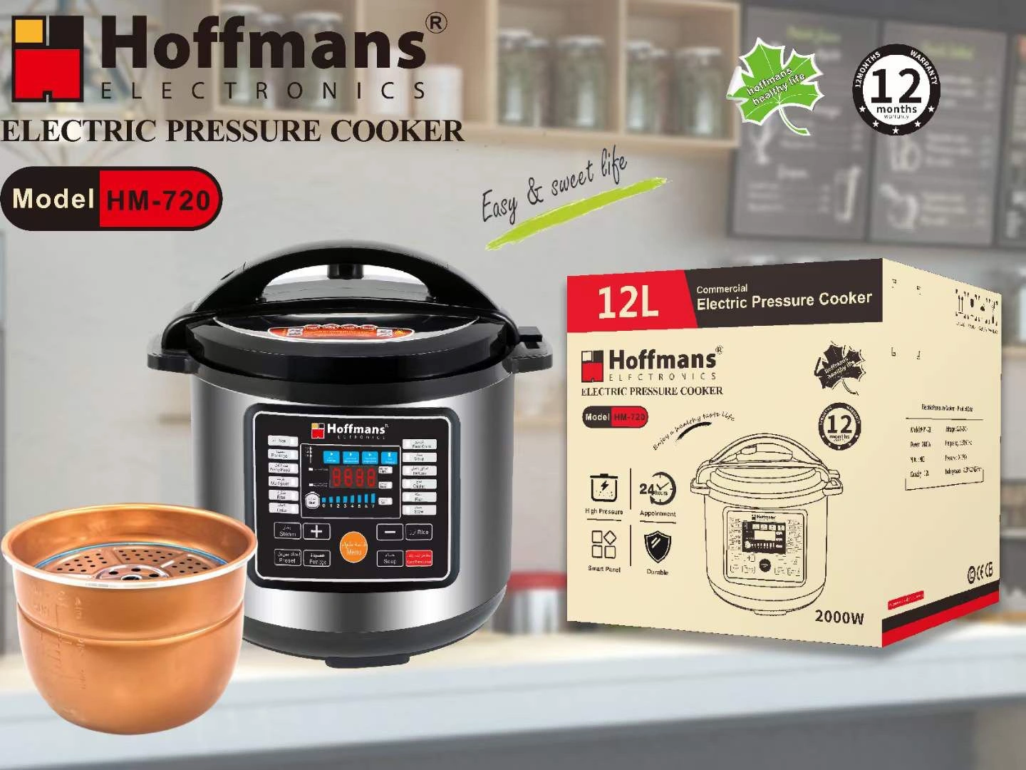 Hoffmans HM-720 12L Electric Multifunction Pressure Cooker