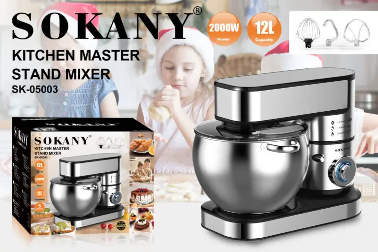 SOKANY SK-05003 Stand Mixer with 6 Speed Settings 12L Capacity and Pulse Function